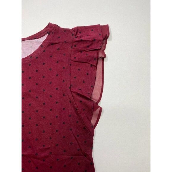 Style & Co Red Black‎ Polka Dot Ruffle Sleeve Top Sz Small NEW - Picture 5 of 6